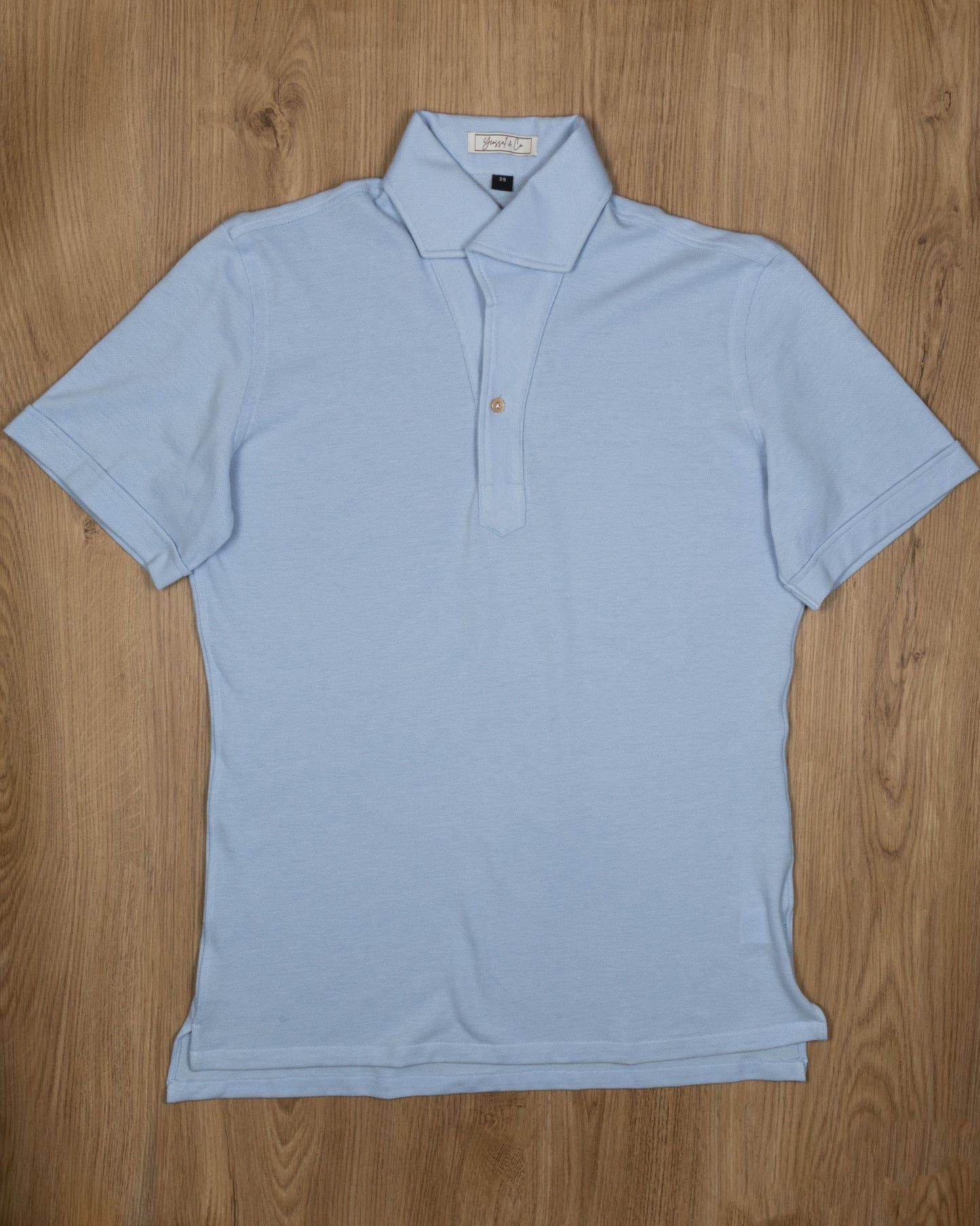 Baby Blue Stretch-Cotton Pique Polo Shirt MFC0005