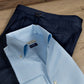 21 Micron Superbio Dark Blue Herringbone Custom Wool Trousers MMW0022 - Yeossal & Co