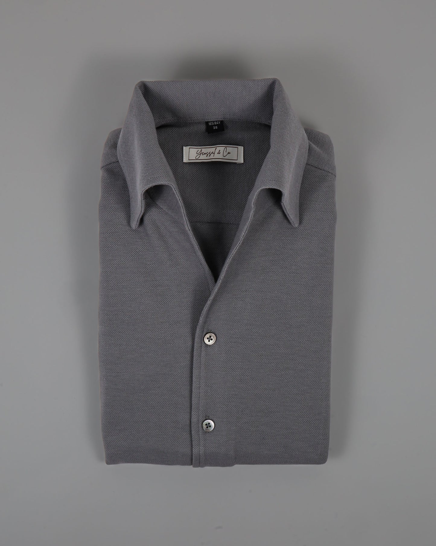 Brayan One-Piece Collar Pique Cotton Shirt