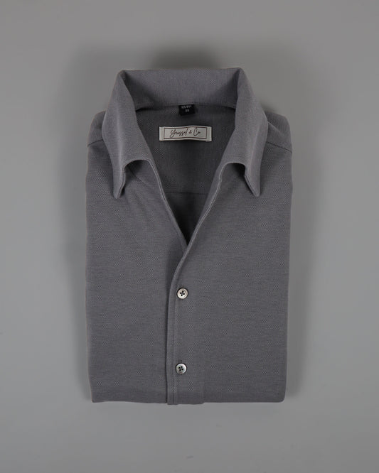 Brayan One-Piece Collar Pique Cotton Shirt