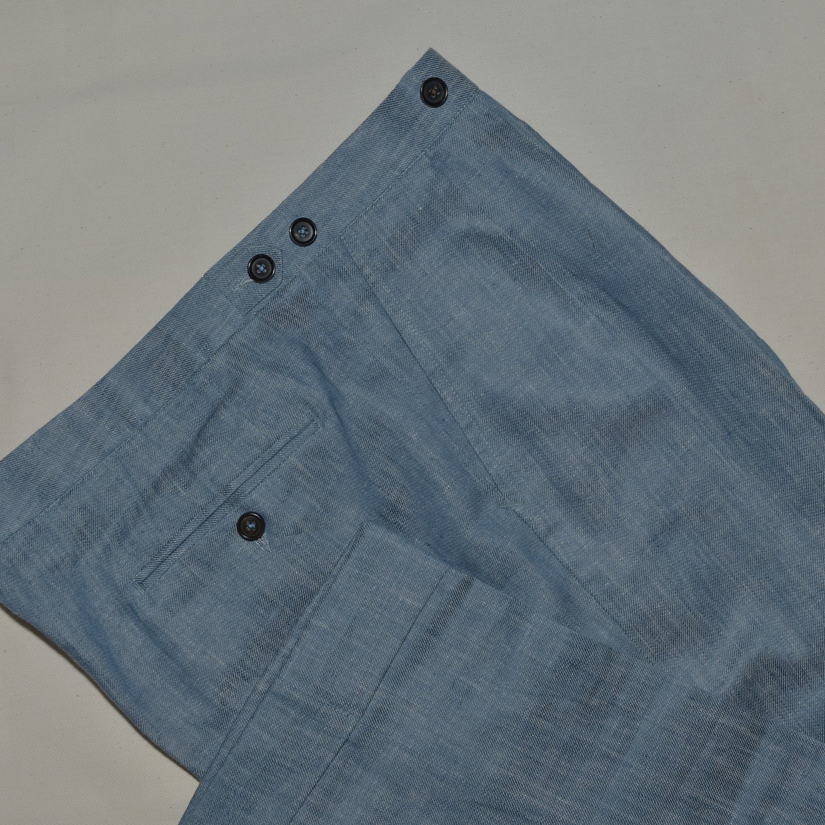 [Sample] Japanese “Washed Denim” Linen Trousers  - ST106