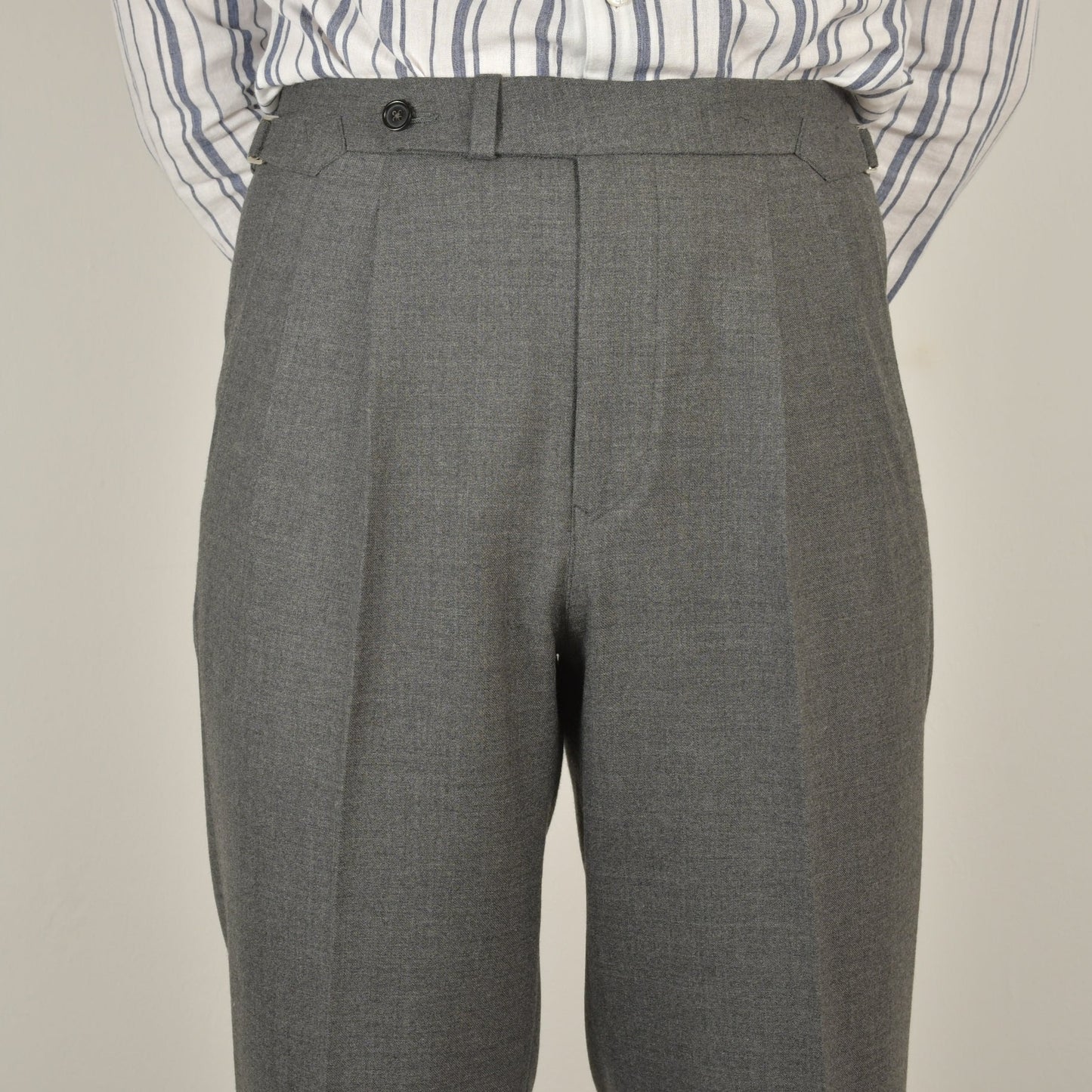Mid Grey Flannel Extended Waistband Trousers