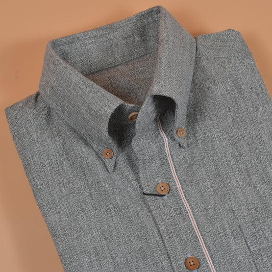 [Open Box - Like New] Japanese Twisted Twill Selvedge Grey Chambray Shirt - SS002