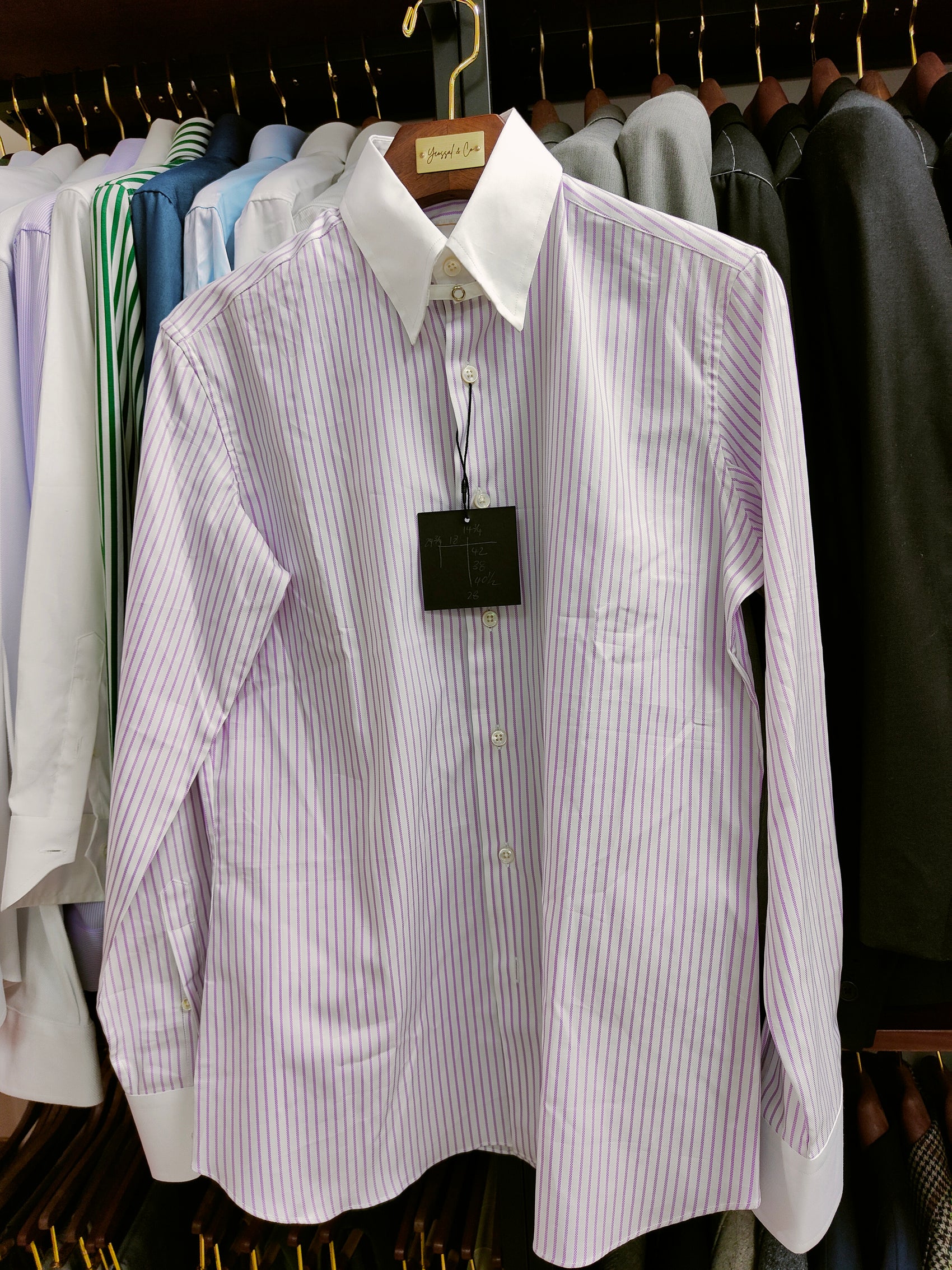 [Sample] White w/ Purple Stripes Long Sleeves Shirt - SS049