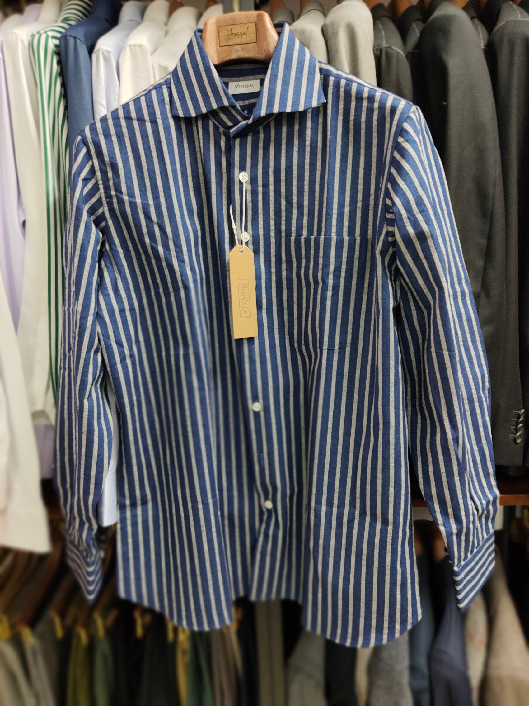 [Sample] Japanese Navy/Gray Stripes Shirt - SS067