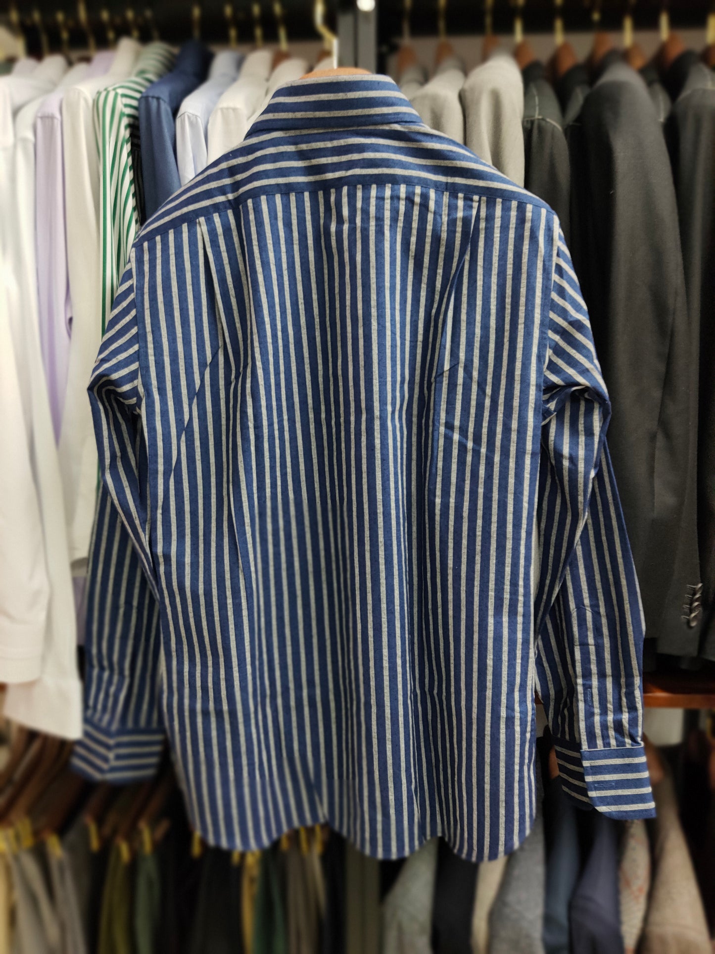 [Sample] Japanese Navy/Gray Stripes Shirt - SS067
