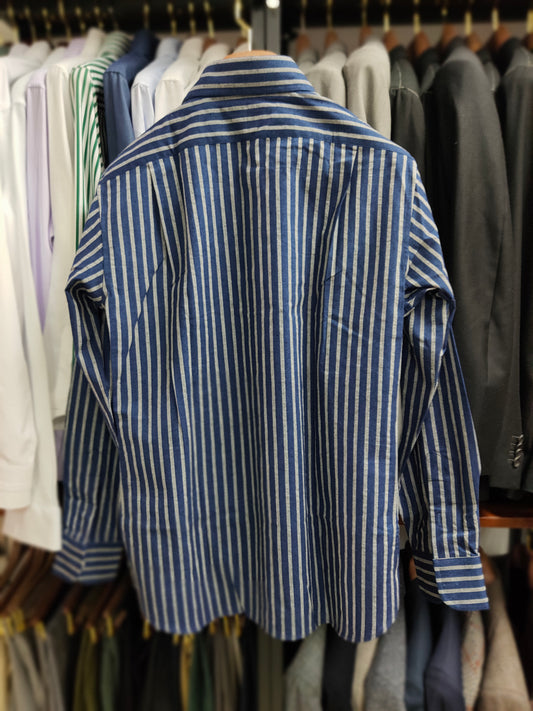 [Sample] Japanese Navy/Gray Stripes Shirt - SS067