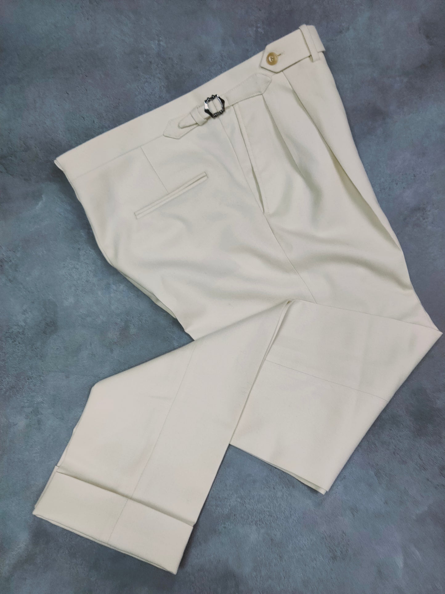 [Sample] Dugdale Plain Old Cream Flannel Trousers  - ST131
