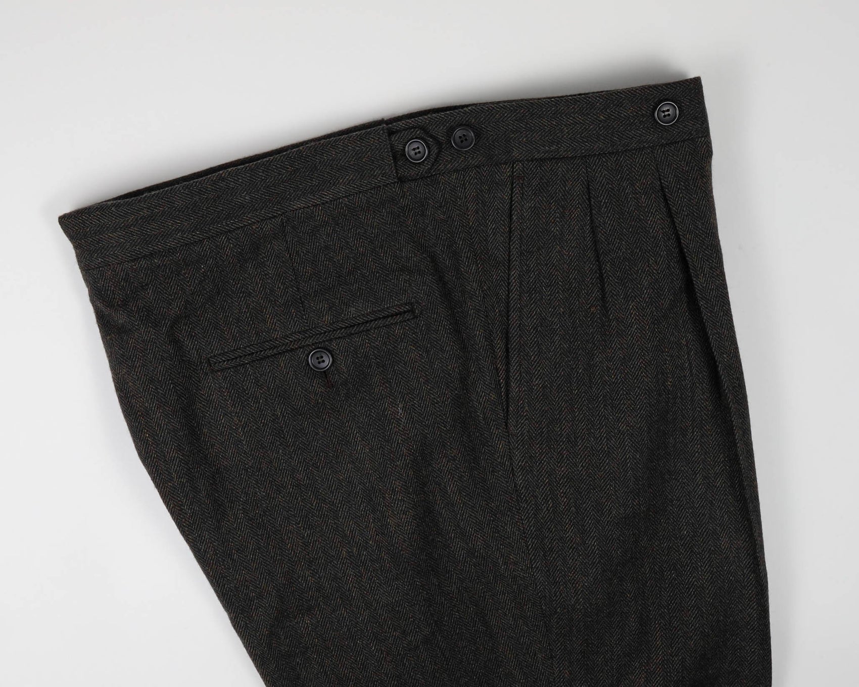 Lanitex Dark Olive Herringbone Custom Trousers