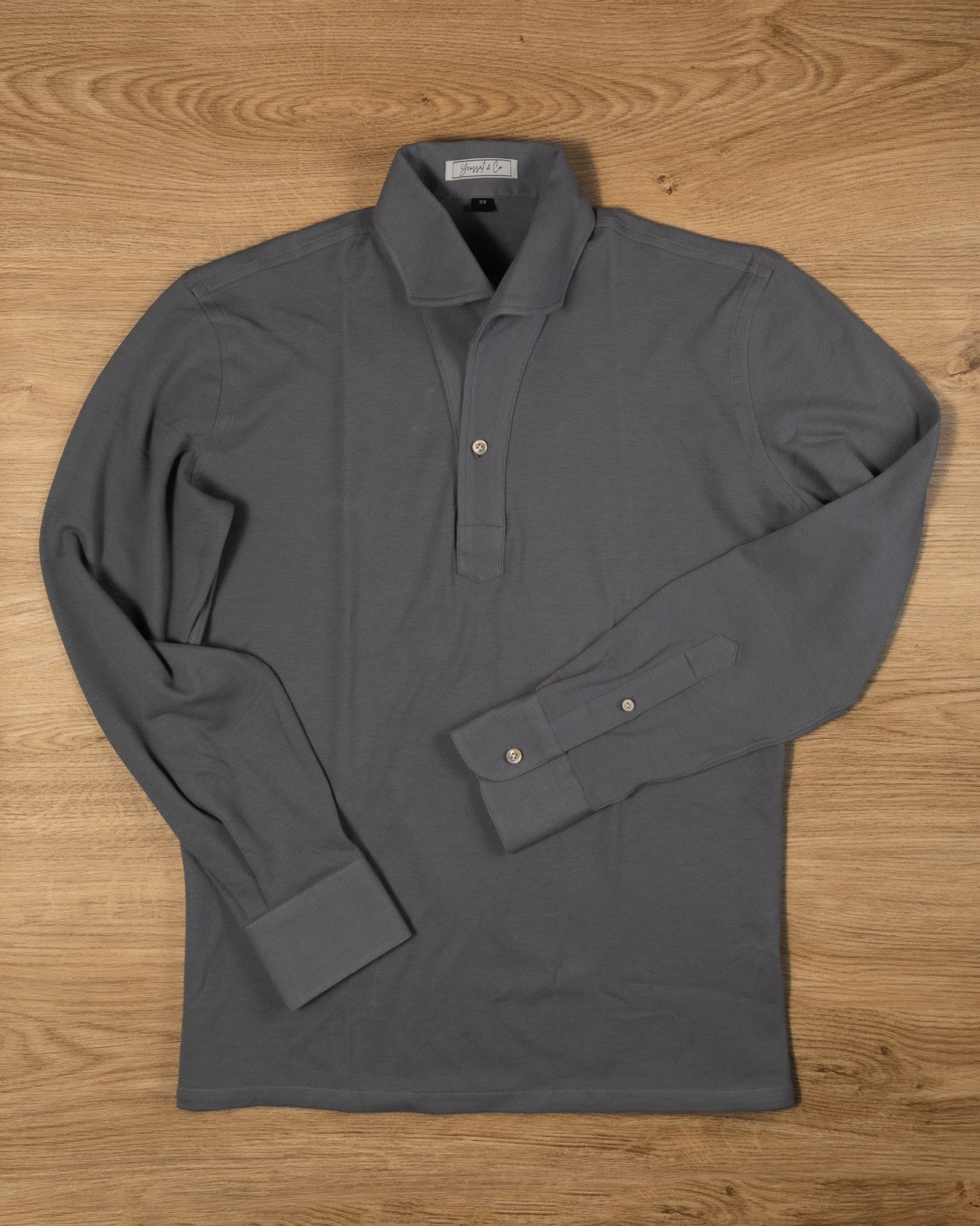 Grey Stretch-Cotton Pique Polo Shirt MFC0006