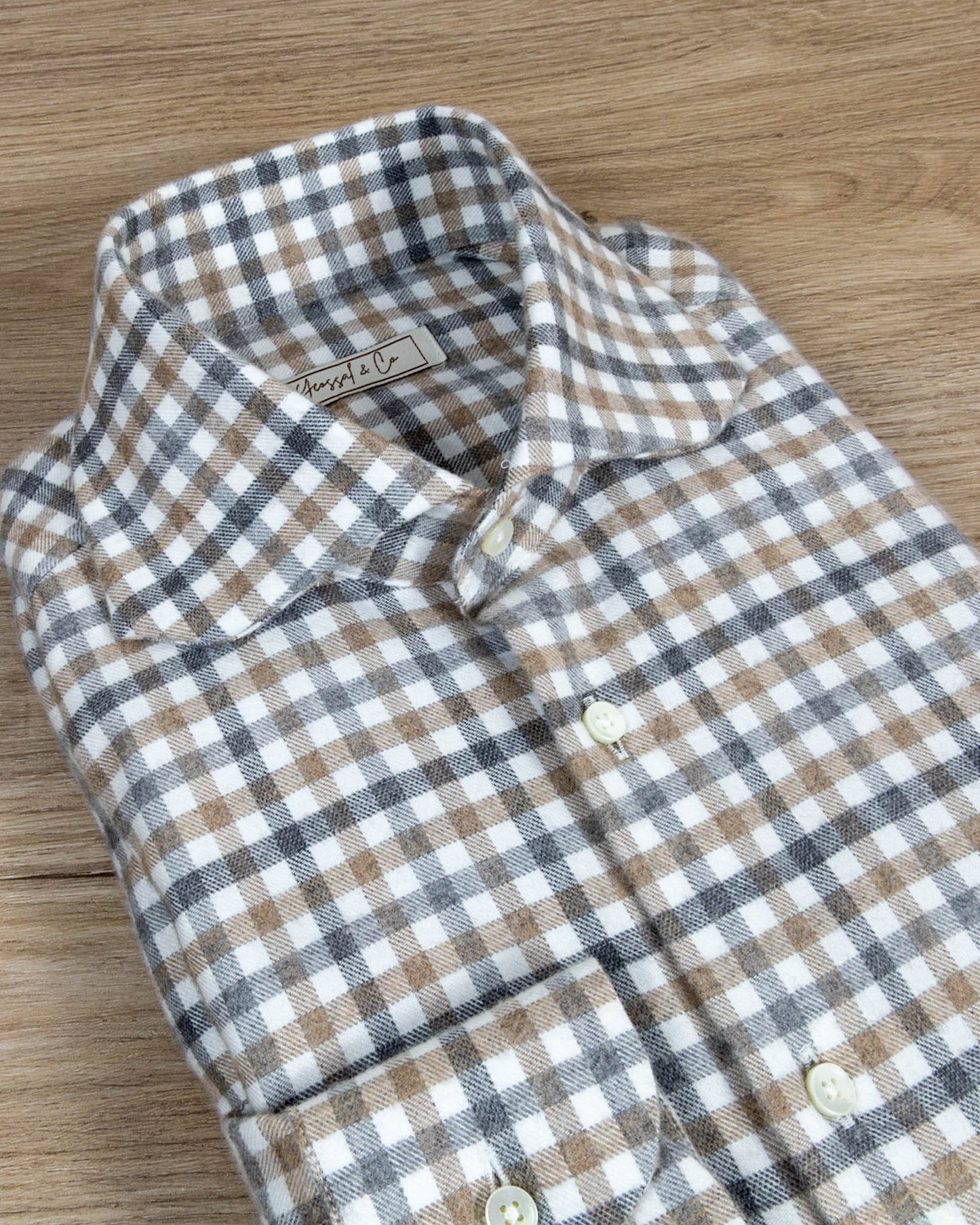 Brown Plaid Flannel Custom Shirt - Yeossal & Co