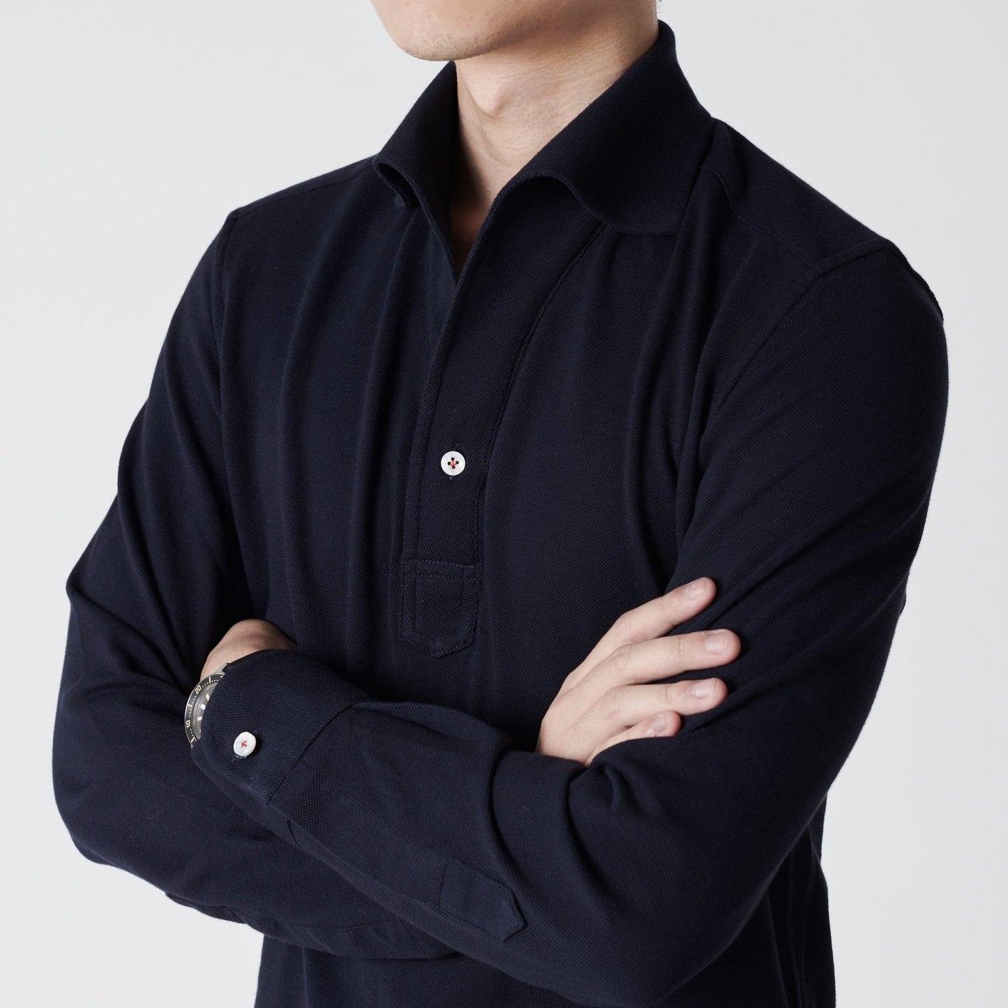 Dark Navy Stretch - Cotton Pique Polo Shirt MFC0402 - Yeossal & Co
