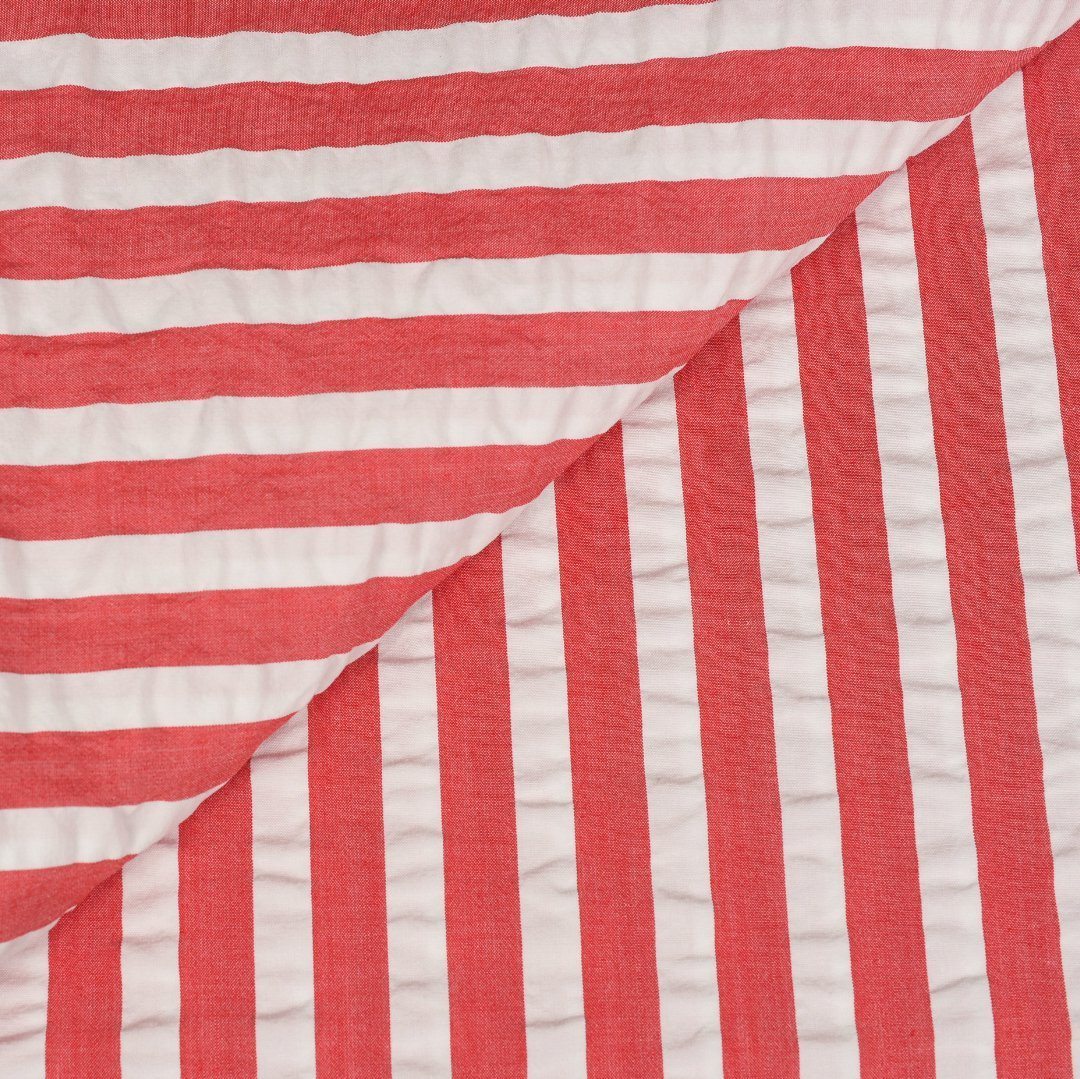 Thomas Mason Red/White Stripes Seersucker