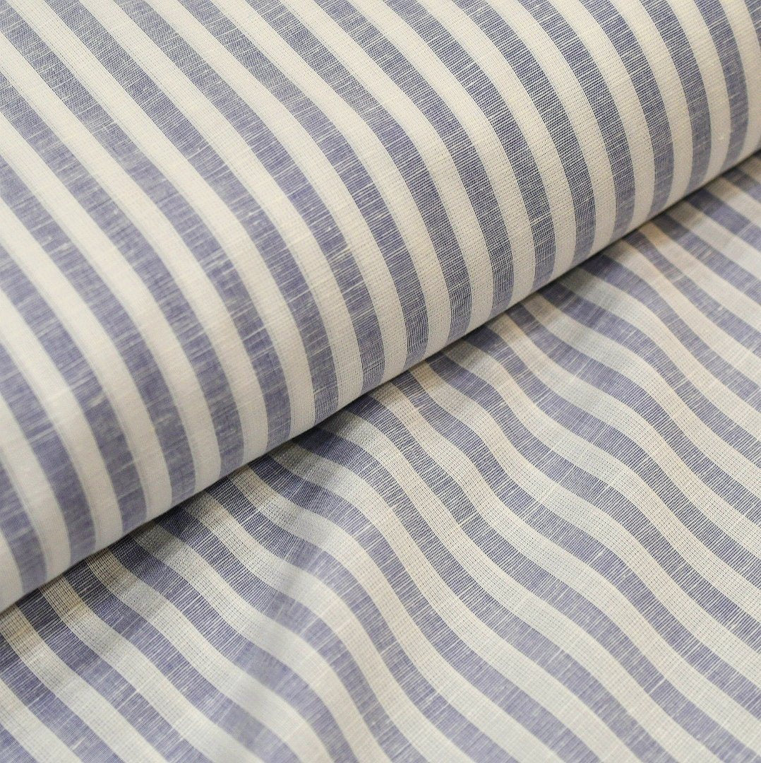 Havana Blue Stripe Cotton - Linen Shirt - Yeossal & Co
