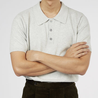 Knitted Cashmere Blend Short Sleeve Polo - Yeossal & Co