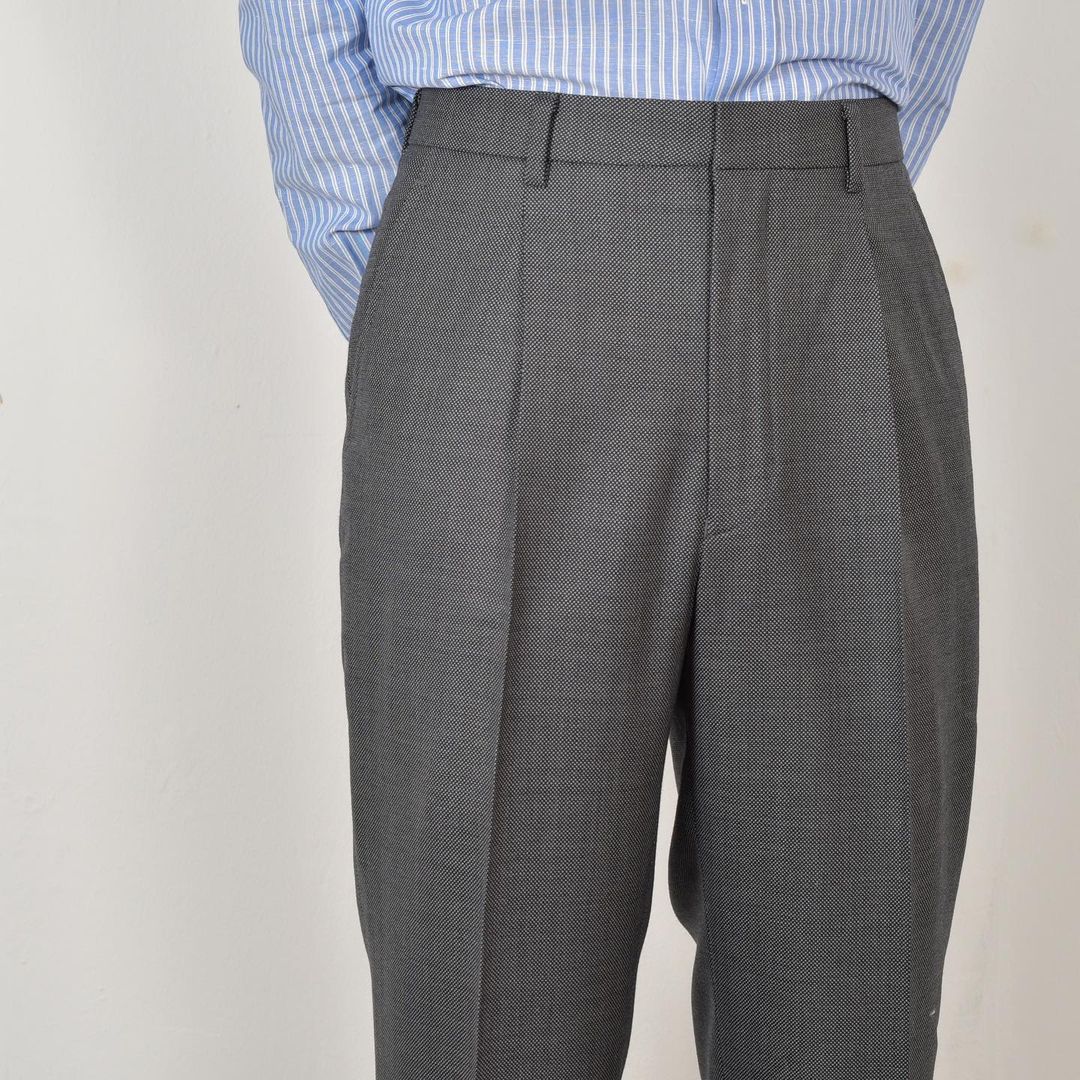 Lanitex 100% Wool Dark Grey Birdseye Custom Trousers MUW3042 - Yeossal & Co
