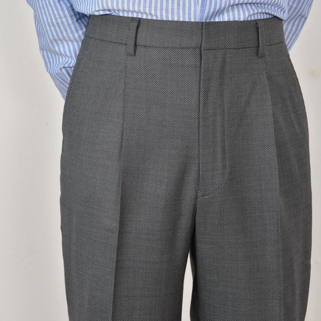 Lanitex 100% Wool Dark Grey Birdseye Custom Trousers MUW3042 - Yeossal & Co