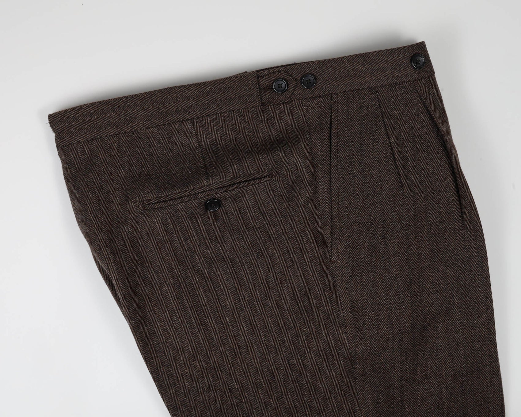 Lanitex Dark Brown Herringbone Trousers MFW0384 - Yeossal & Co