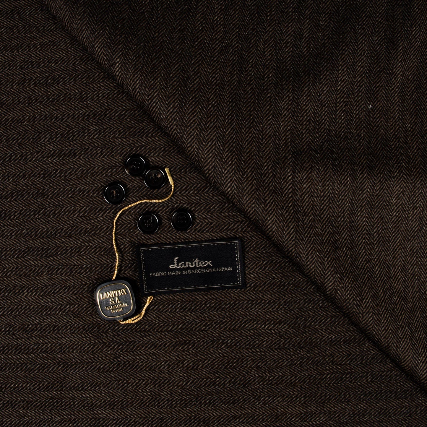 Lanitex Dark Brown Herringbone Trousers MFW0384 - Yeossal & Co