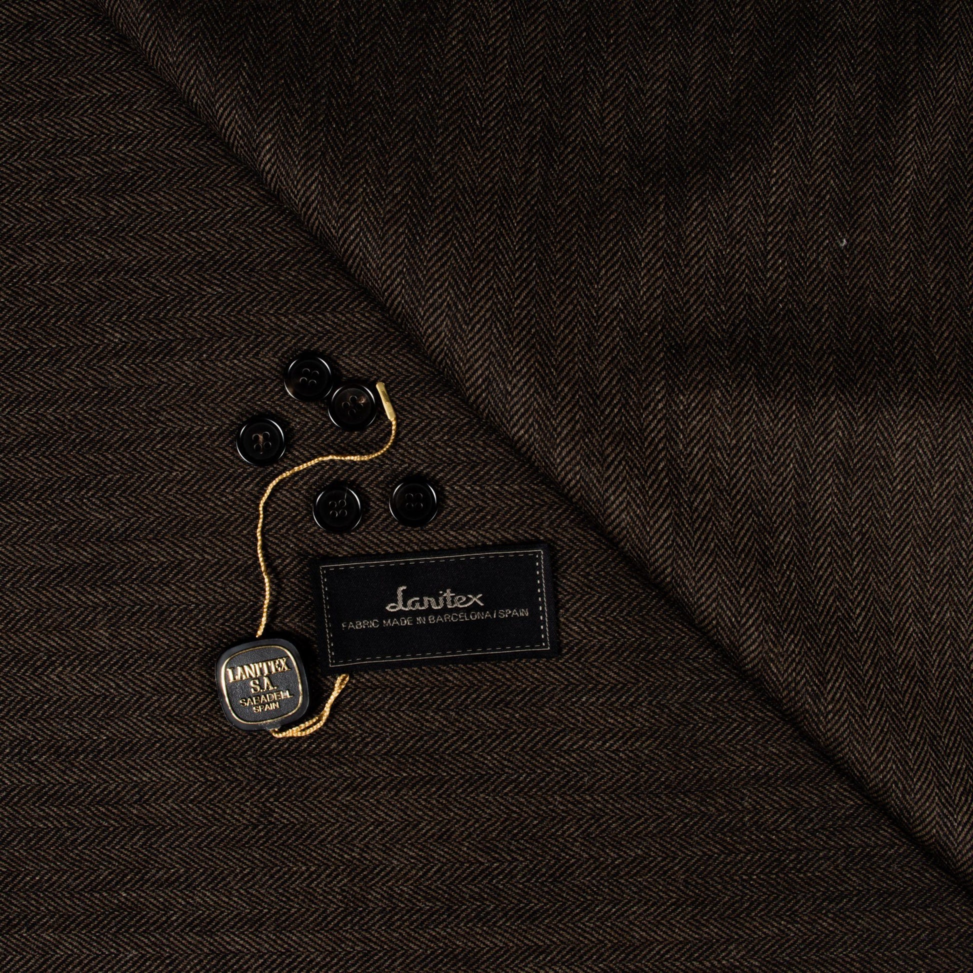 Lanitex Dark Brown Herringbone Trousers MFW0384 - Yeossal & Co