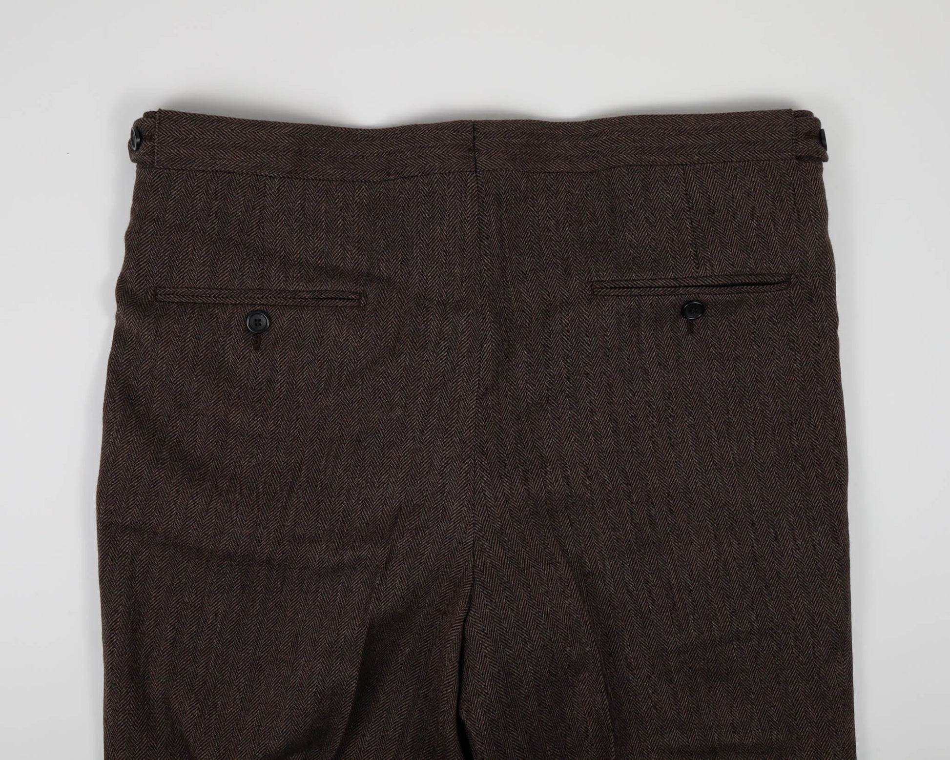Lanitex Dark Brown Herringbone Trousers MFW0384 - Yeossal & Co