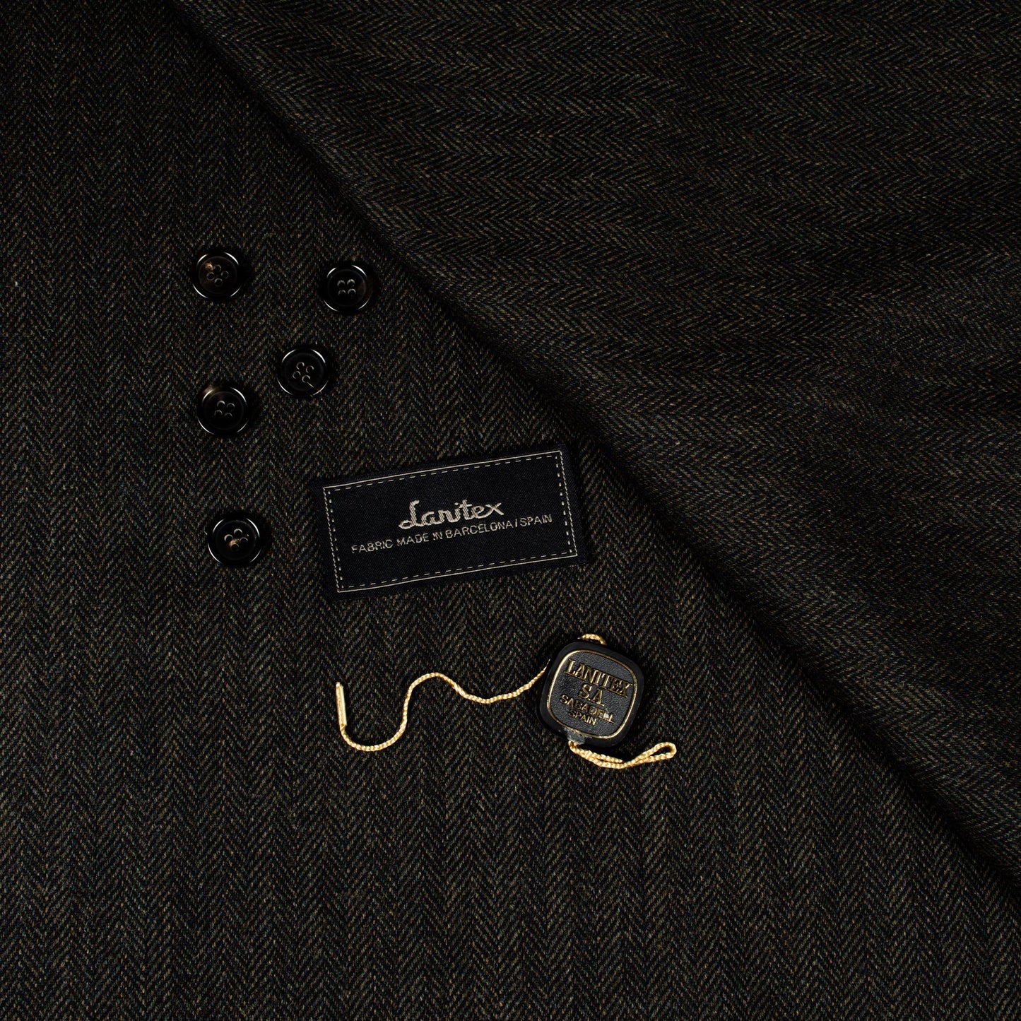 Lanitex Dark Olive Herringbone Custom Trousers - Yeossal & Co