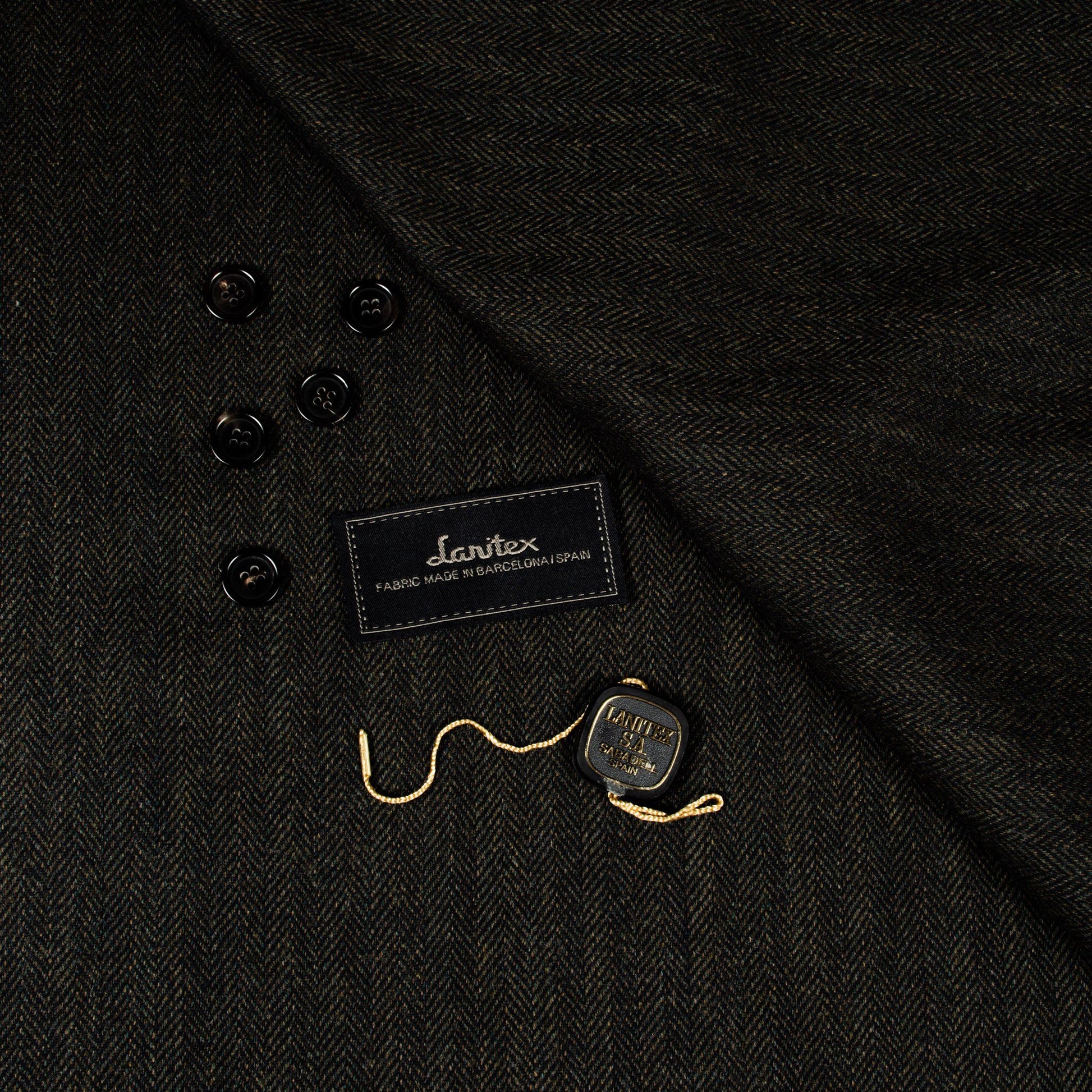 Lanitex Dark Olive Herringbone Custom Trousers - Yeossal & Co