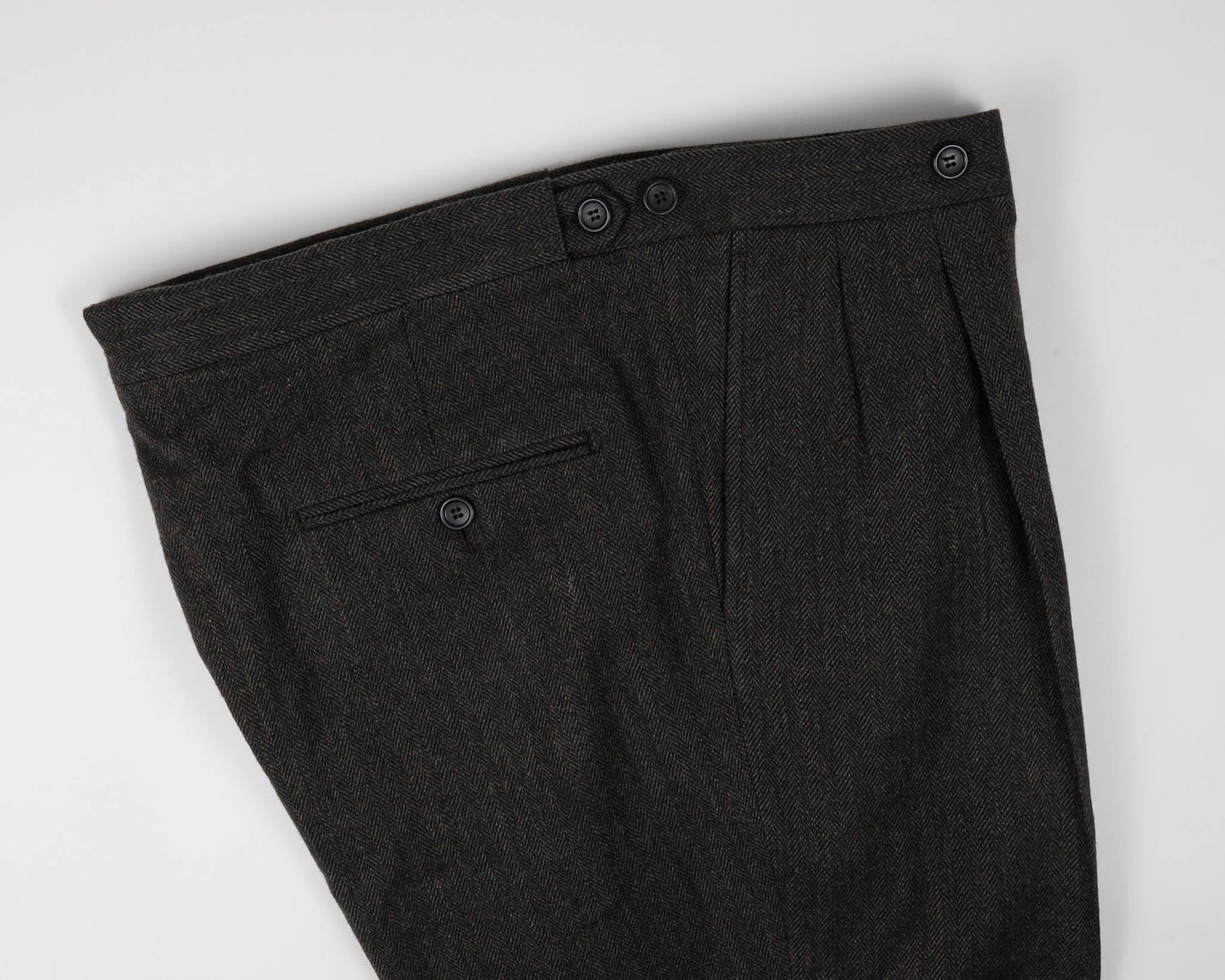 Lanitex Dark Olive Herringbone Custom Trousers - Yeossal & Co