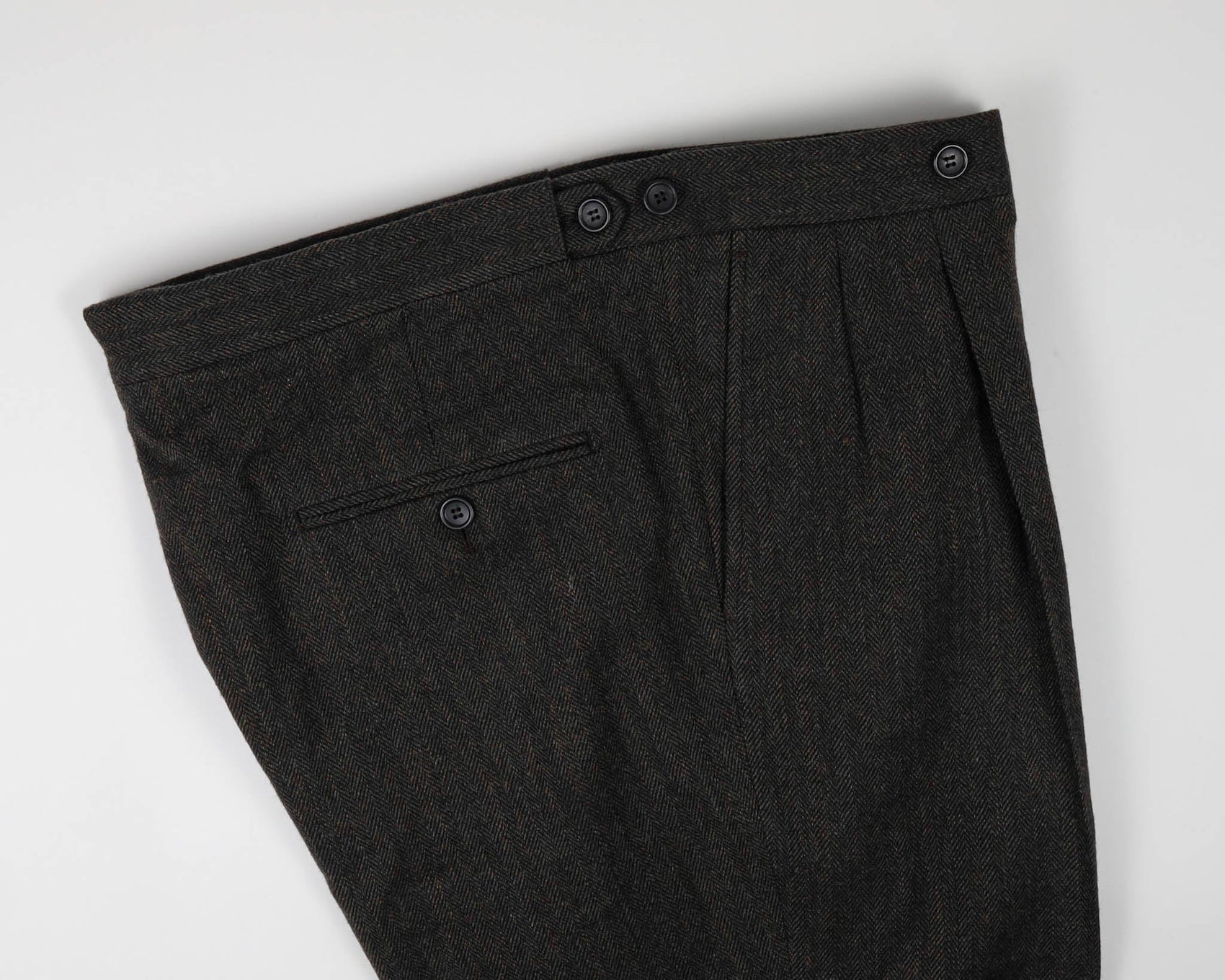 Lanitex Dark Olive Herringbone Custom Trousers - Yeossal & Co