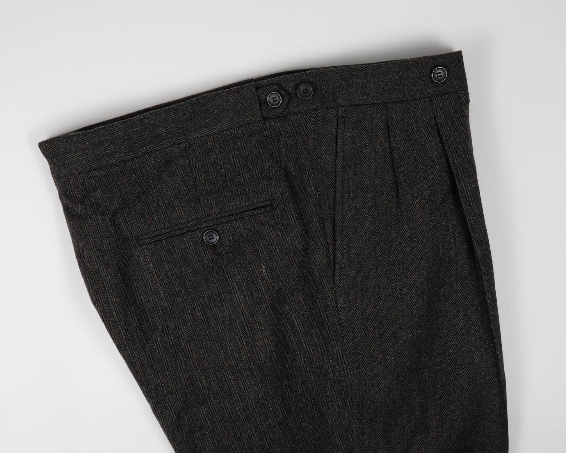 Lanitex Dark Olive Herringbone Custom Trousers - Yeossal & Co