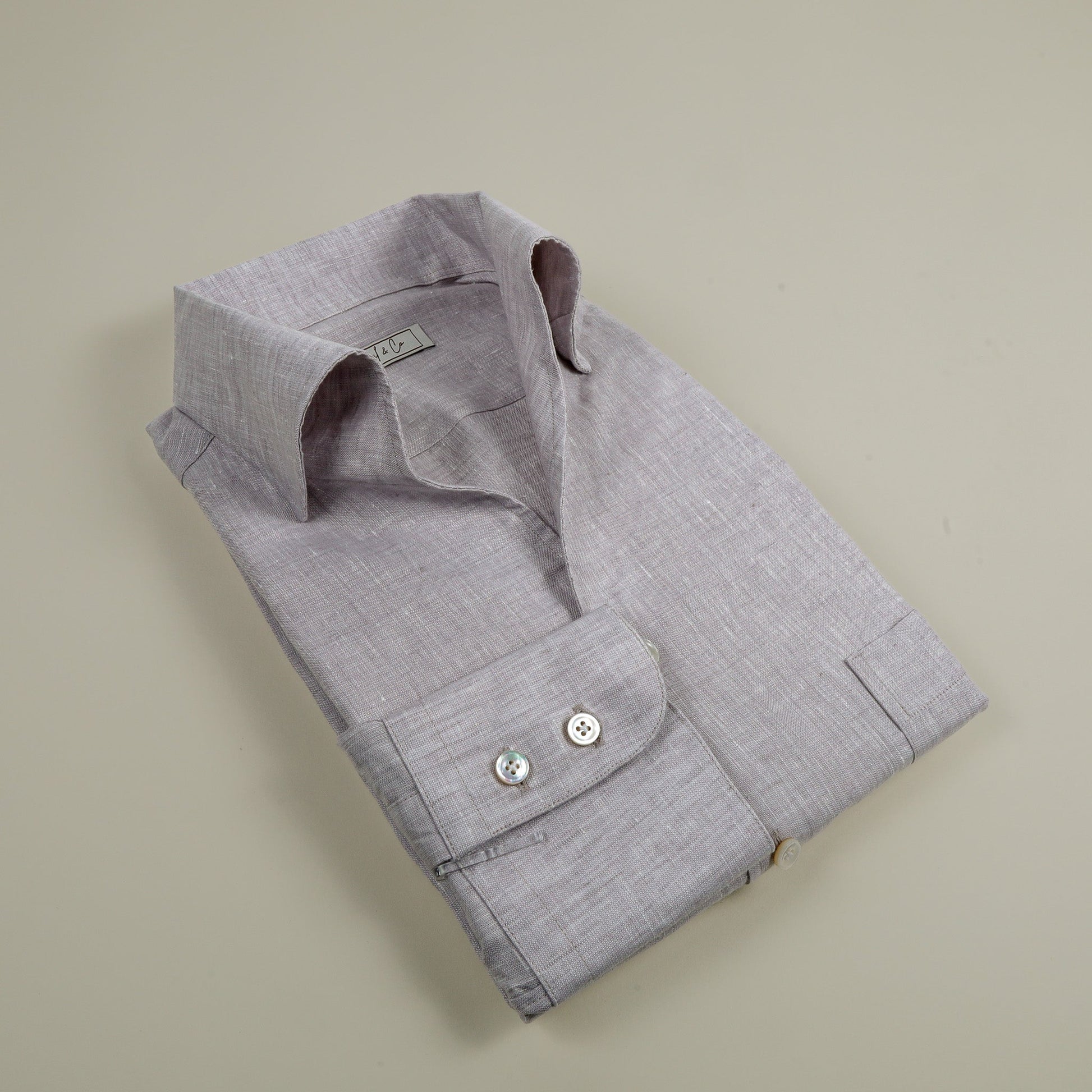 Light Grey Linen Custom Shirt - Yeossal & Co