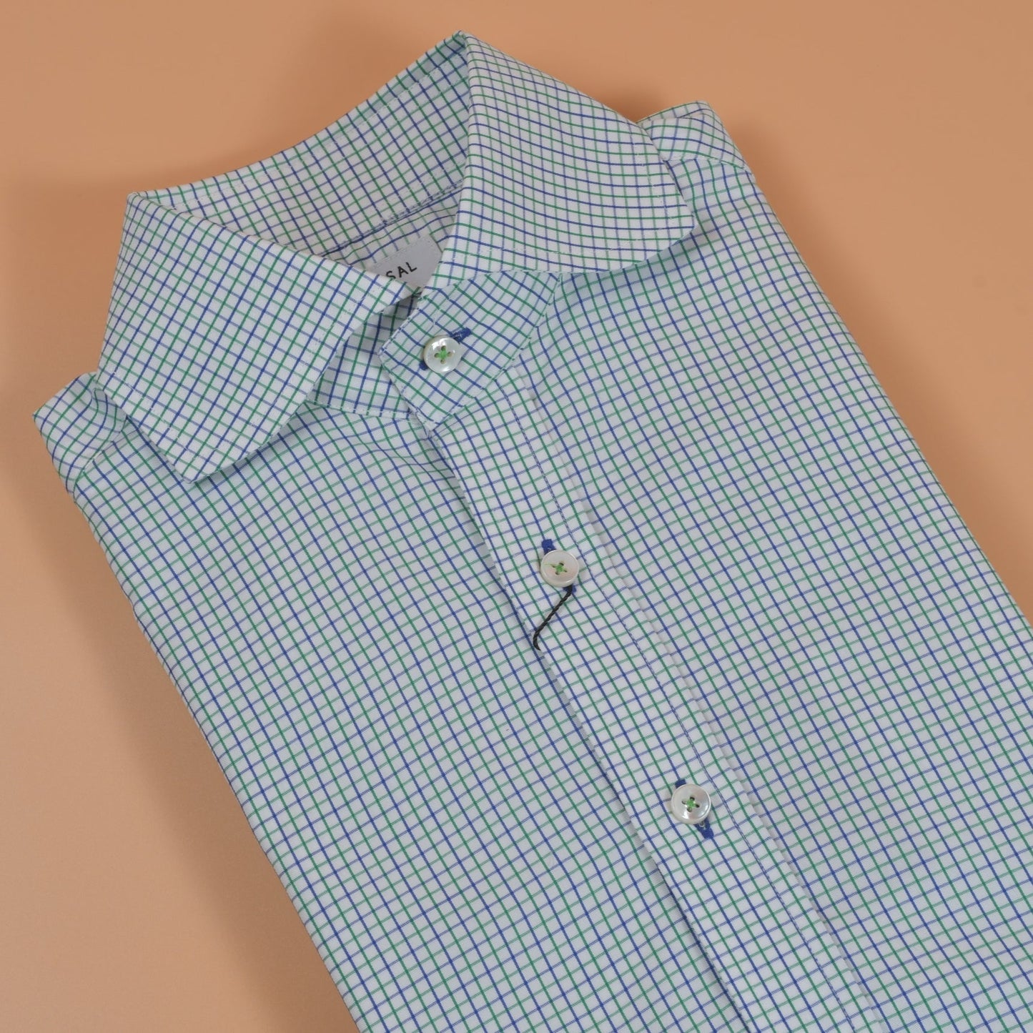 [Open Box - Like New] Navy/Green Plaid Shirt - SS004 - Yeossal & Co