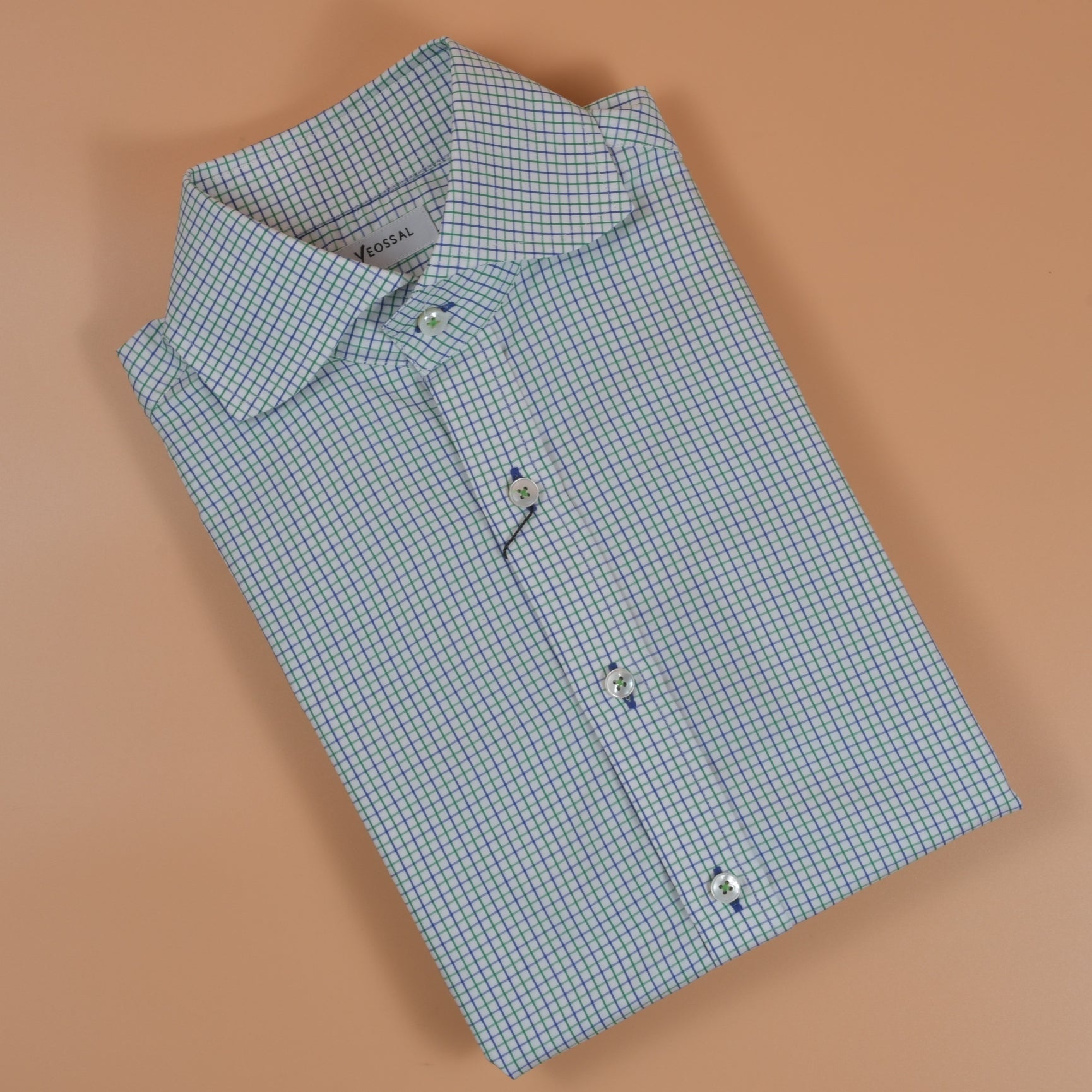 [Open Box - Like New] Navy/Green Plaid Shirt - SS004 - Yeossal & Co