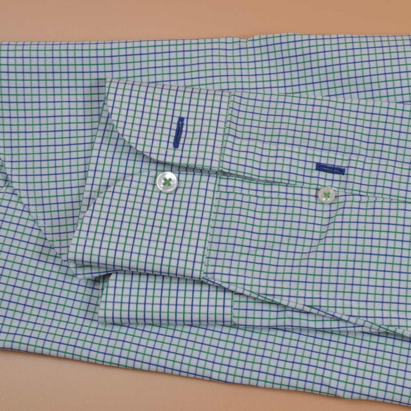 [Open Box - Like New] Navy/Green Plaid Shirt - SS004 - Yeossal & Co