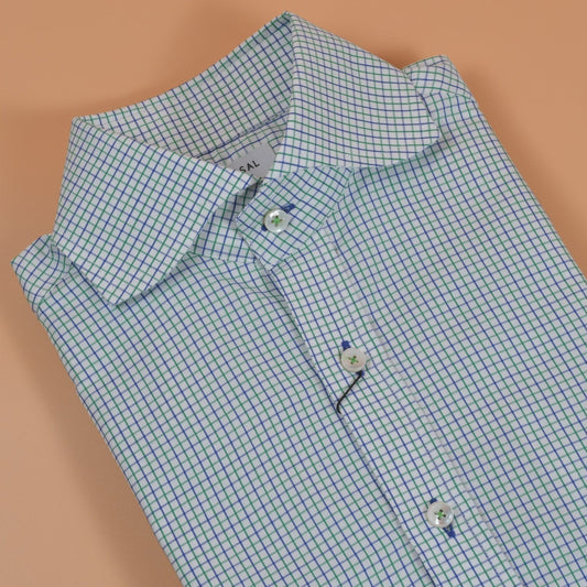 [Open Box - Like New] Navy/Green Plaid Shirt - SS004 - Yeossal & Co
