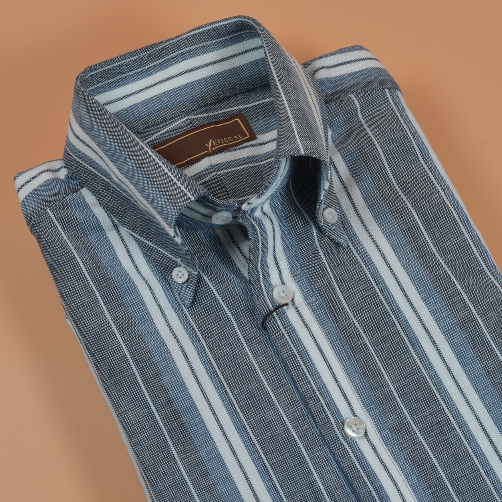 [Open Box - Like New] Thomas Mason Indigo/White Multi - Stripes Shirt - SS005 - Yeossal & Co