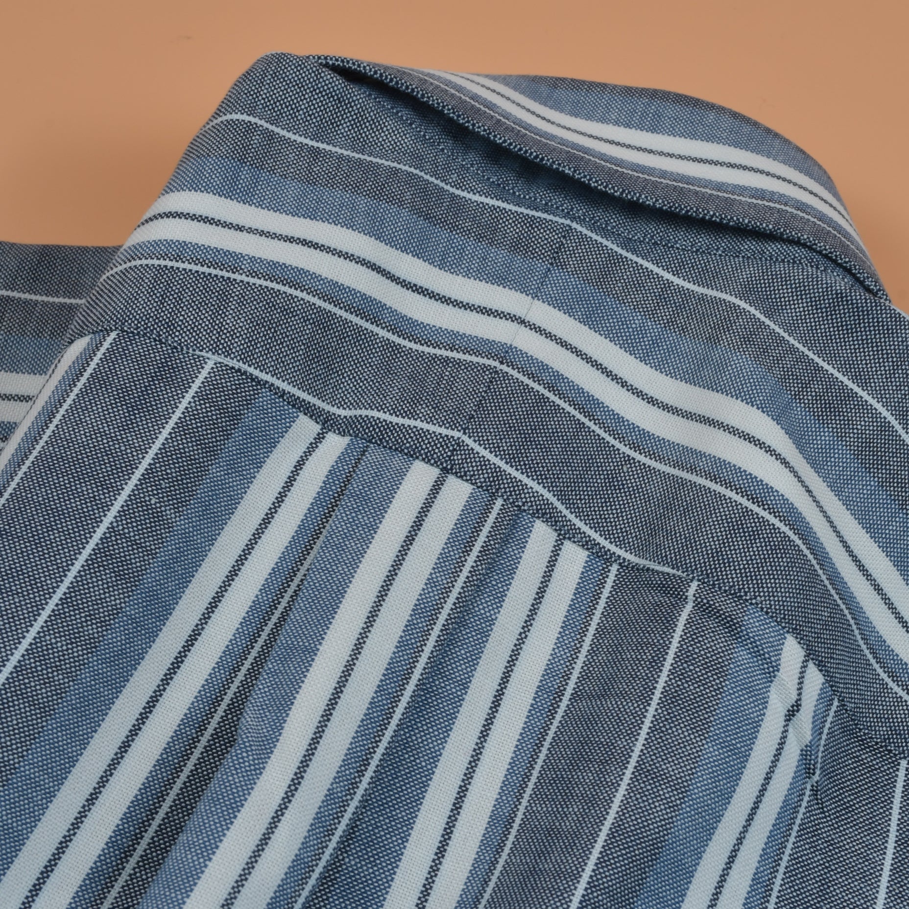 [Open Box - Like New] Thomas Mason Indigo/White Multi - Stripes Shirt - SS005 - Yeossal & Co