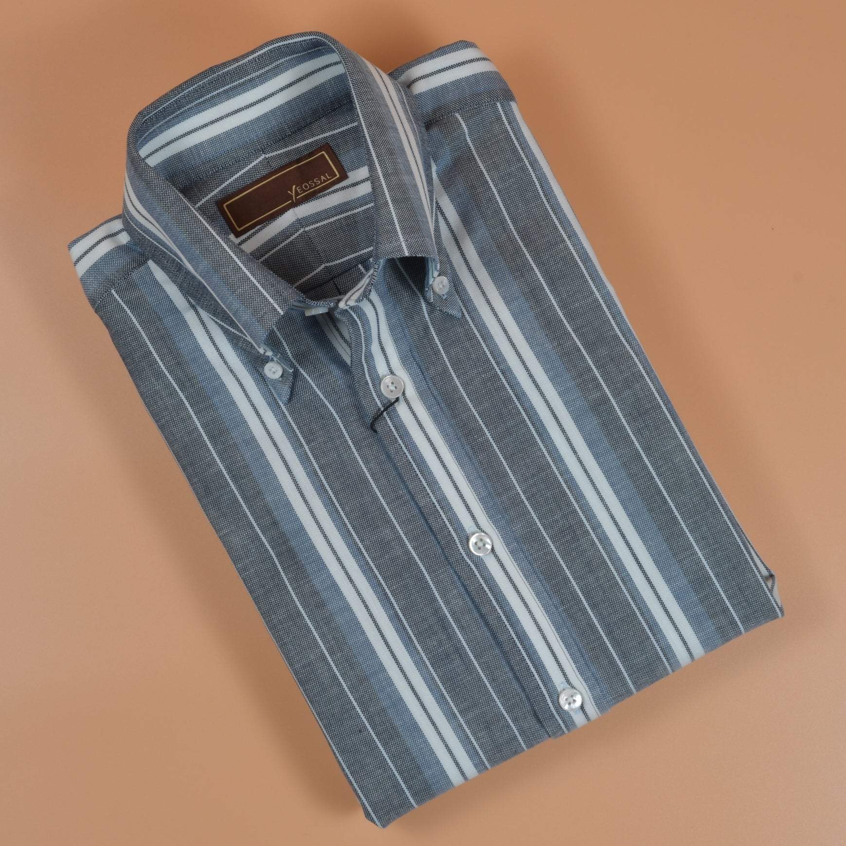 [Open Box - Like New] Thomas Mason Indigo/White Multi - Stripes Shirt - SS005 - Yeossal & Co