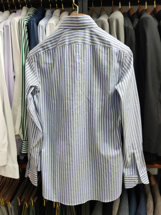 [Sample] Blue/White Stripes Long Sleeves Shirt - SS070 - Yeossal & Co