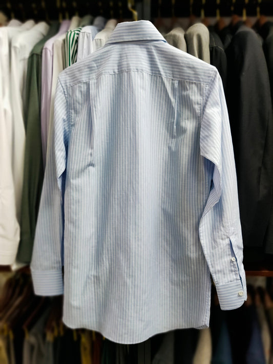 [Sample] Blue/White Stripes Long Sleeves Shirt - SS087 - Yeossal & Co