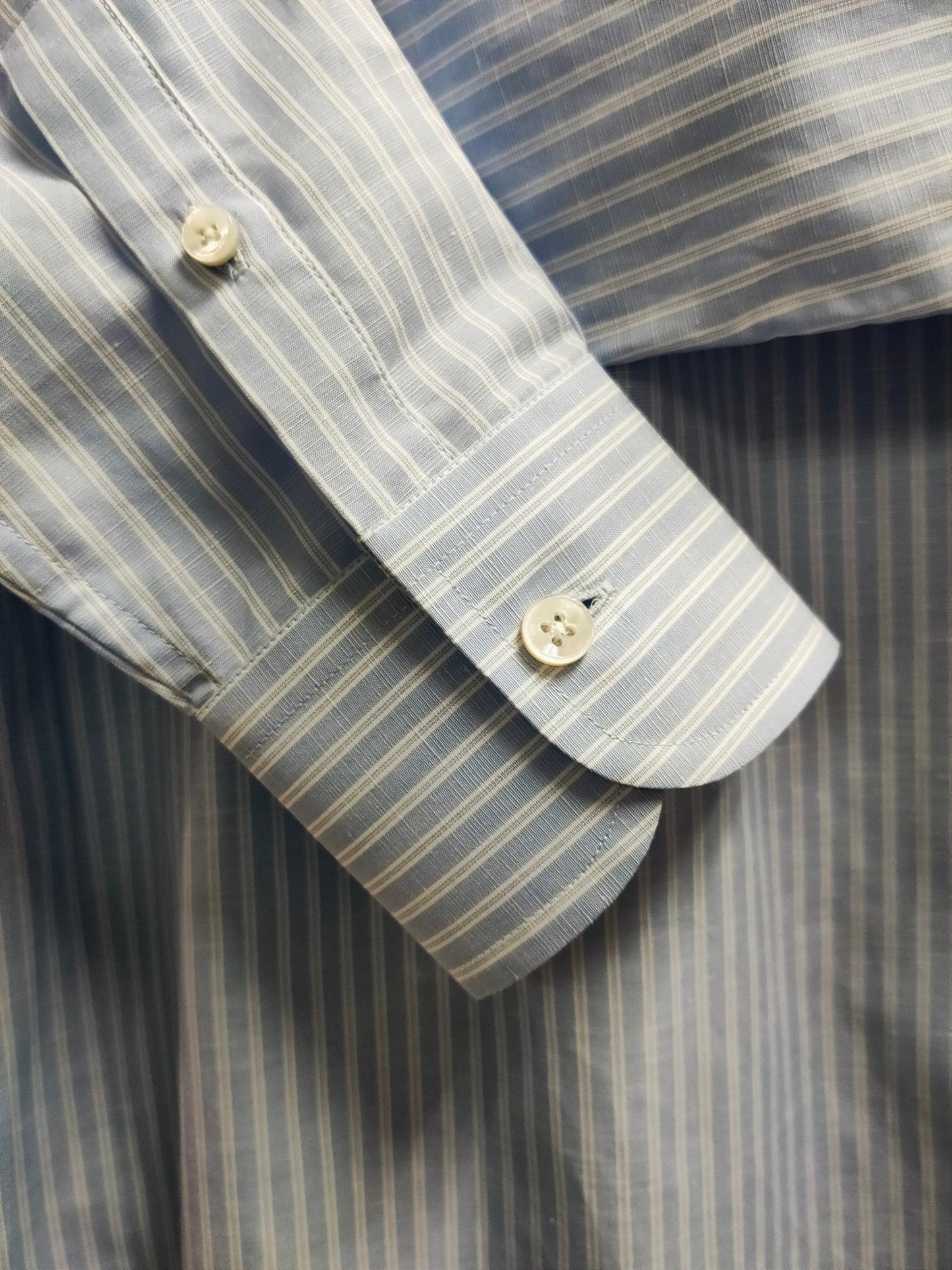 [Sample] Blue/White Stripes Long Sleeves Shirt - SS087 - Yeossal & Co