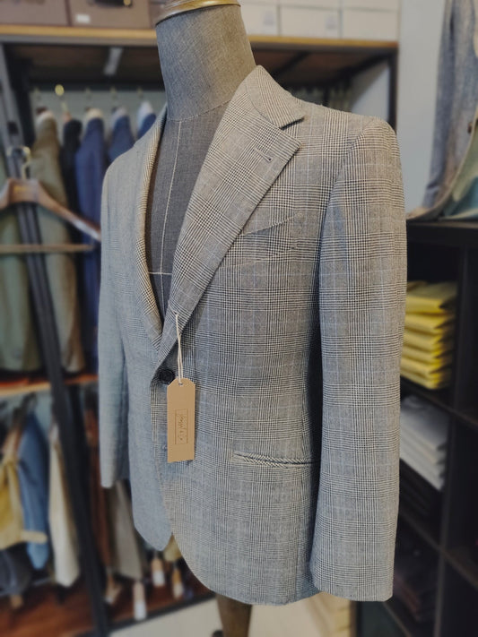 [Sample] Grey Prince of Wales Wool Jacket - SJ021 - Yeossal & Co