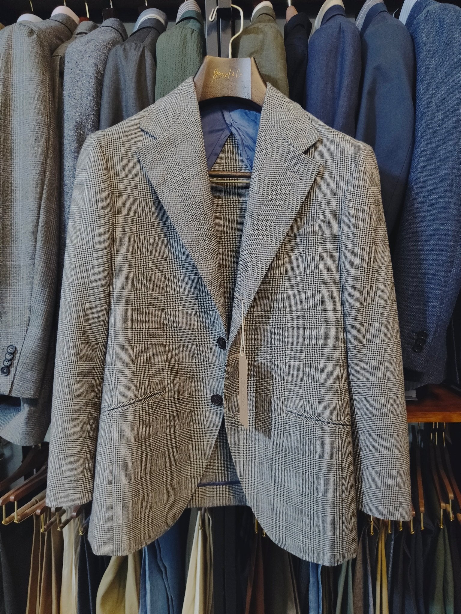 [Sample] Grey Prince of Wales Wool Jacket - SJ021 - Yeossal & Co