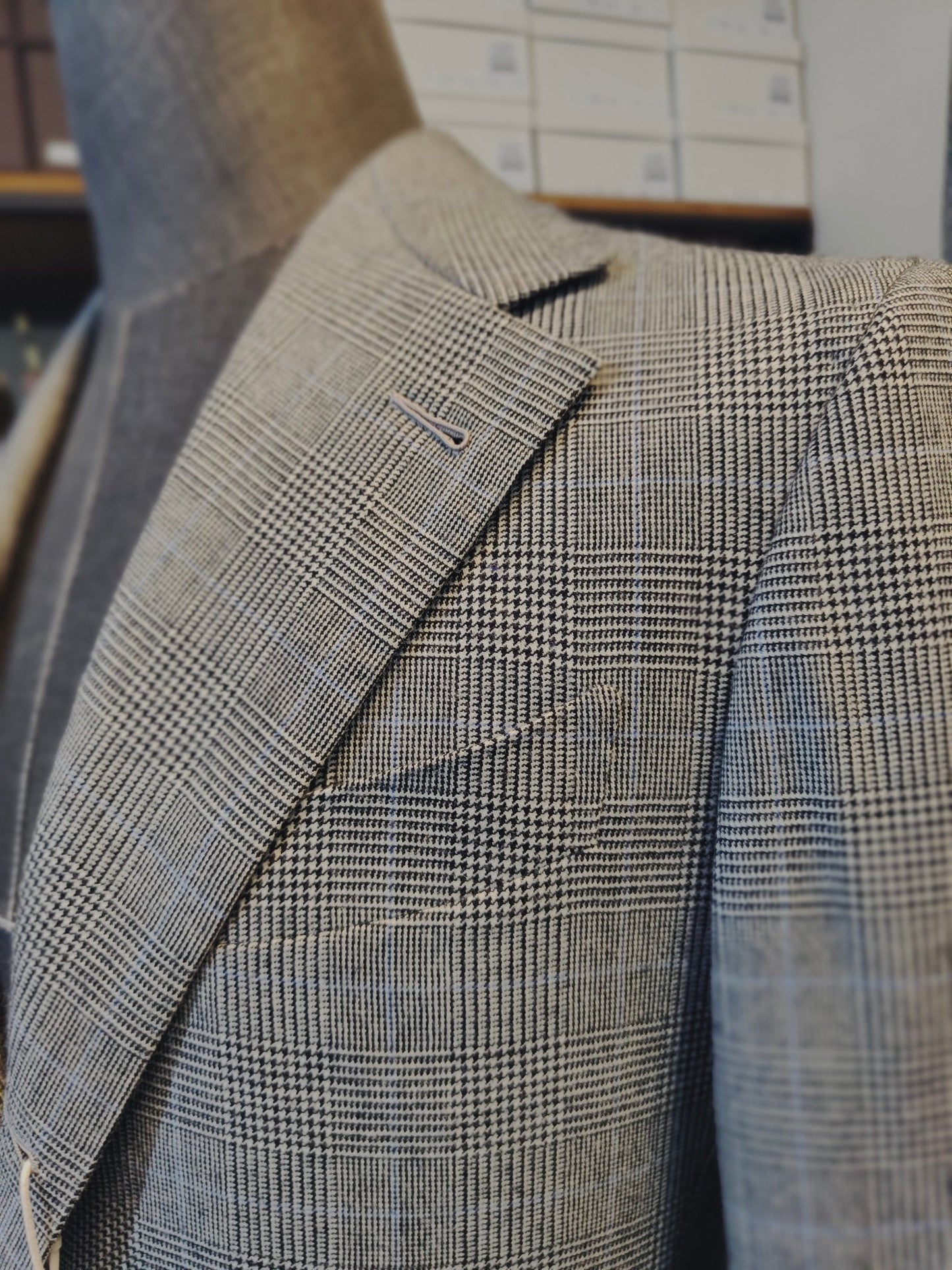 [Sample] Grey Prince of Wales Wool Jacket - SJ021 - Yeossal & Co