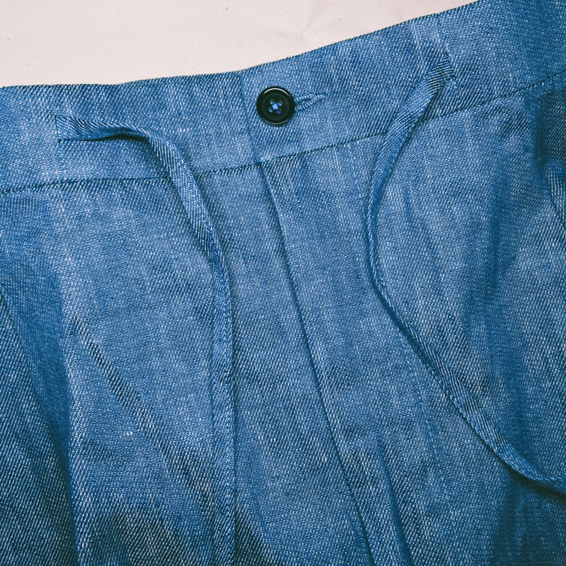 [Sample] Japanese “Washed Denim” Linen Trousers - ST044 - Yeossal & Co