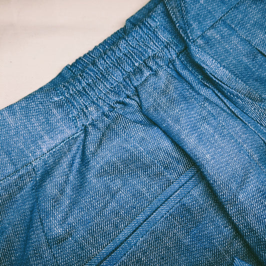 [Sample] Japanese “Washed Denim” Linen Trousers - ST044 - Yeossal & Co