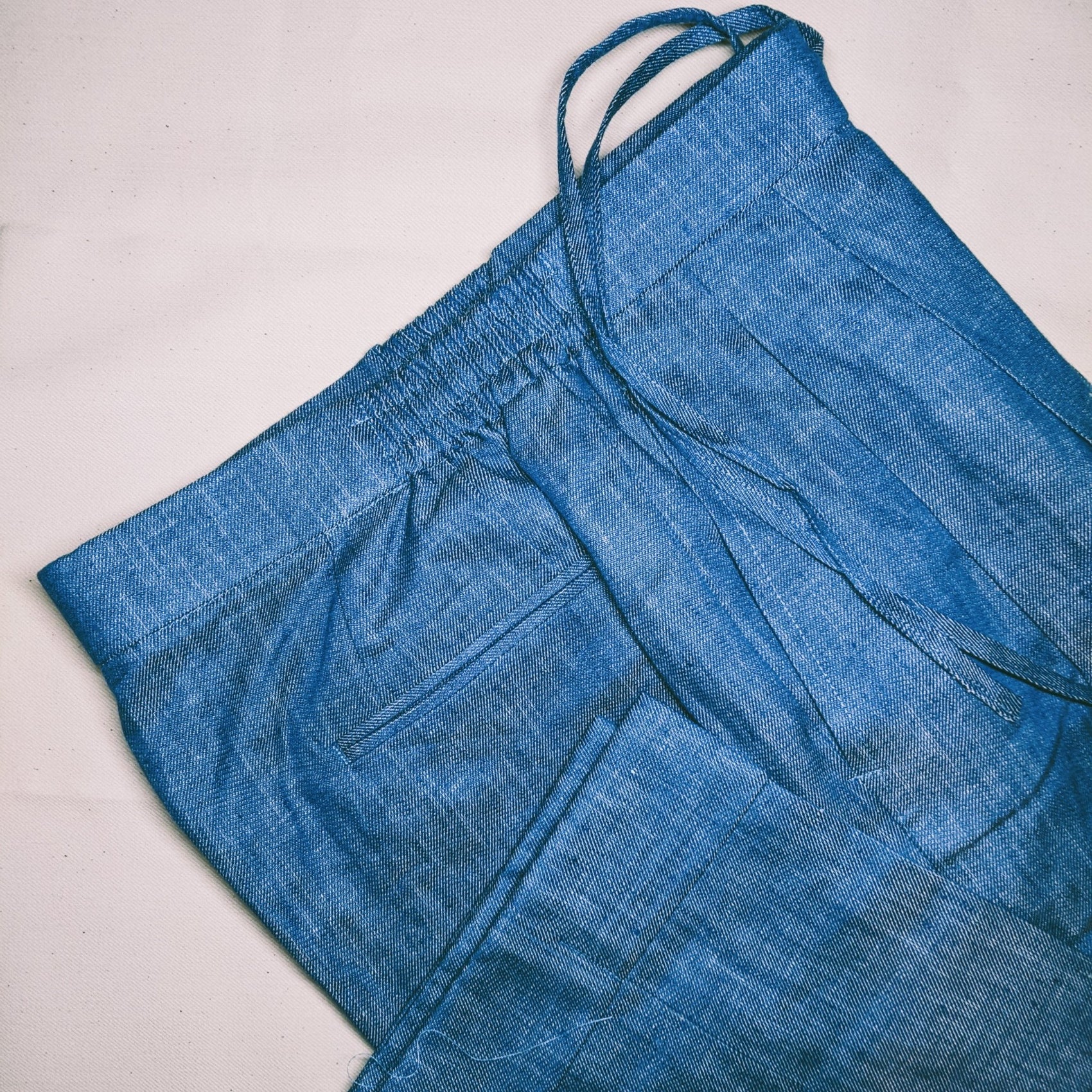 [Sample] Japanese “Washed Denim” Linen Trousers - ST044 - Yeossal & Co