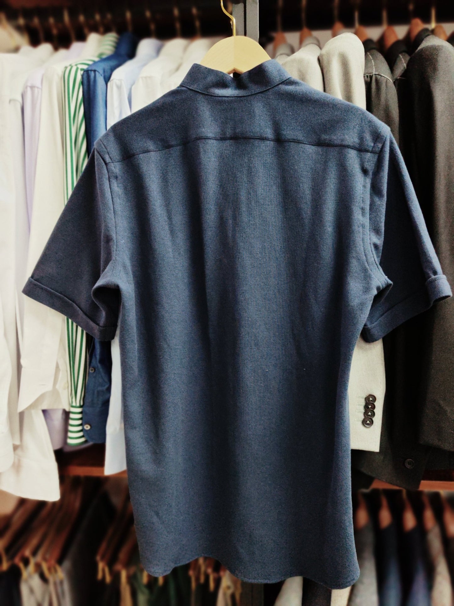 [Sample] Navy Band Collar/Short Sleeves Polo Tee - SS056 - Yeossal & Co