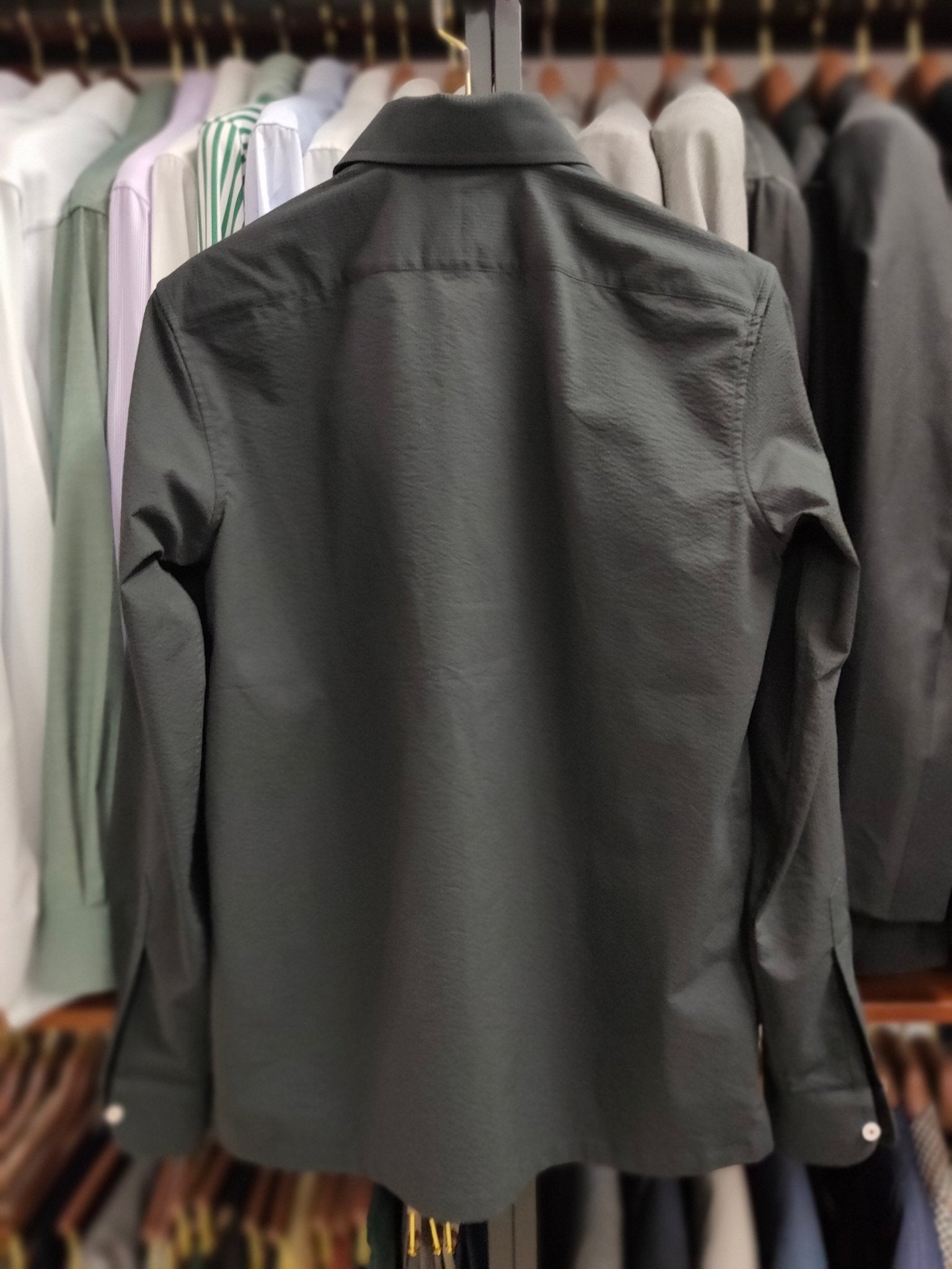 [Sample] Thomas Mason Black Seersucker Long Sleeves Shirt - SS088 - Yeossal & Co