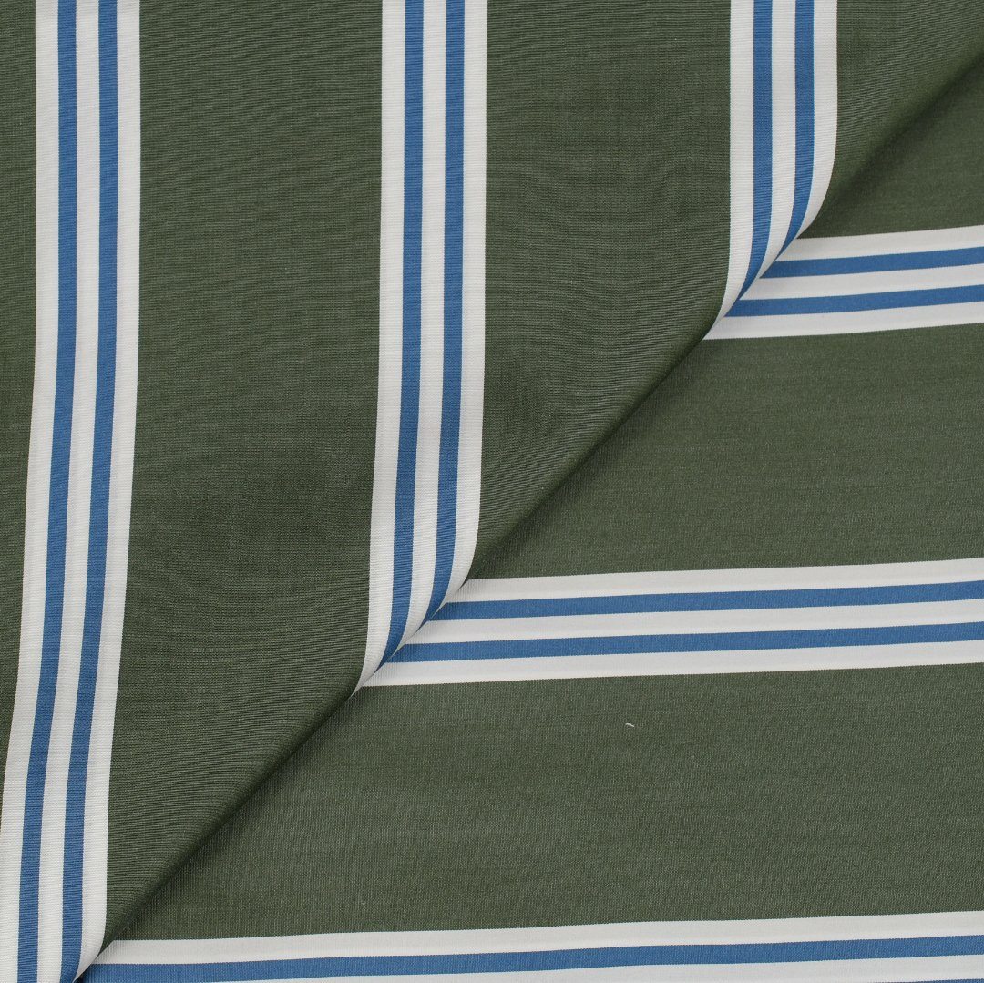 Thomas Mason Green/White/Blue Stripes Regent Shirt MFC0474 - Yeossal & Co
